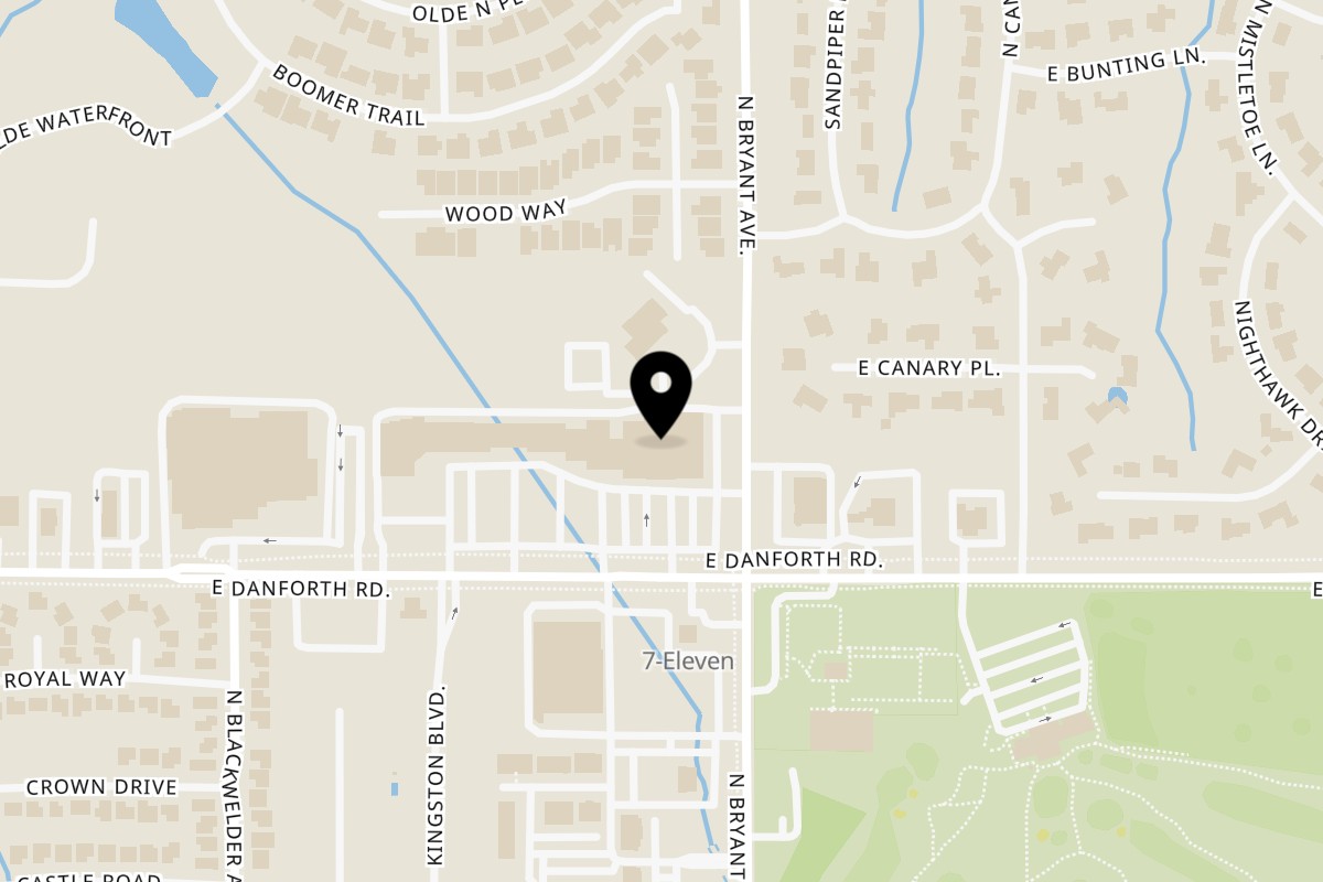 Map showing the location of THAI CORNER BISTRO on 1417 E Danforth Rd in Edmond